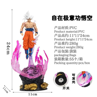 Dragon Ball Goku Ultra Instinct Figure Set with LED - 25cm